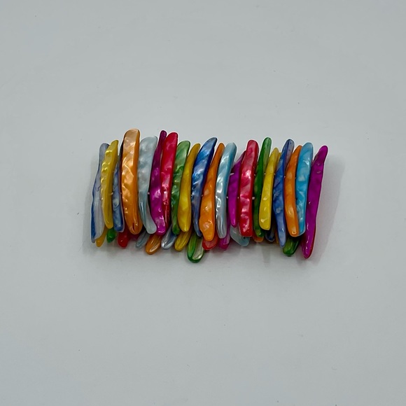 Vintage 90s Colourful Shell Chunky Stretch Bracelet - Picture 2 of 4